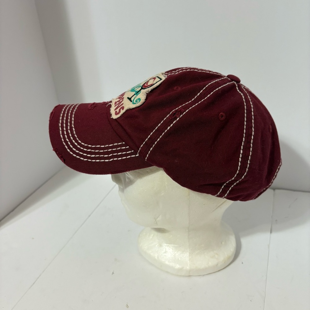 Embroidered Cap "Sip Happens" in teal and brown, a with a smiling wine glass. - Picture 6 of 6